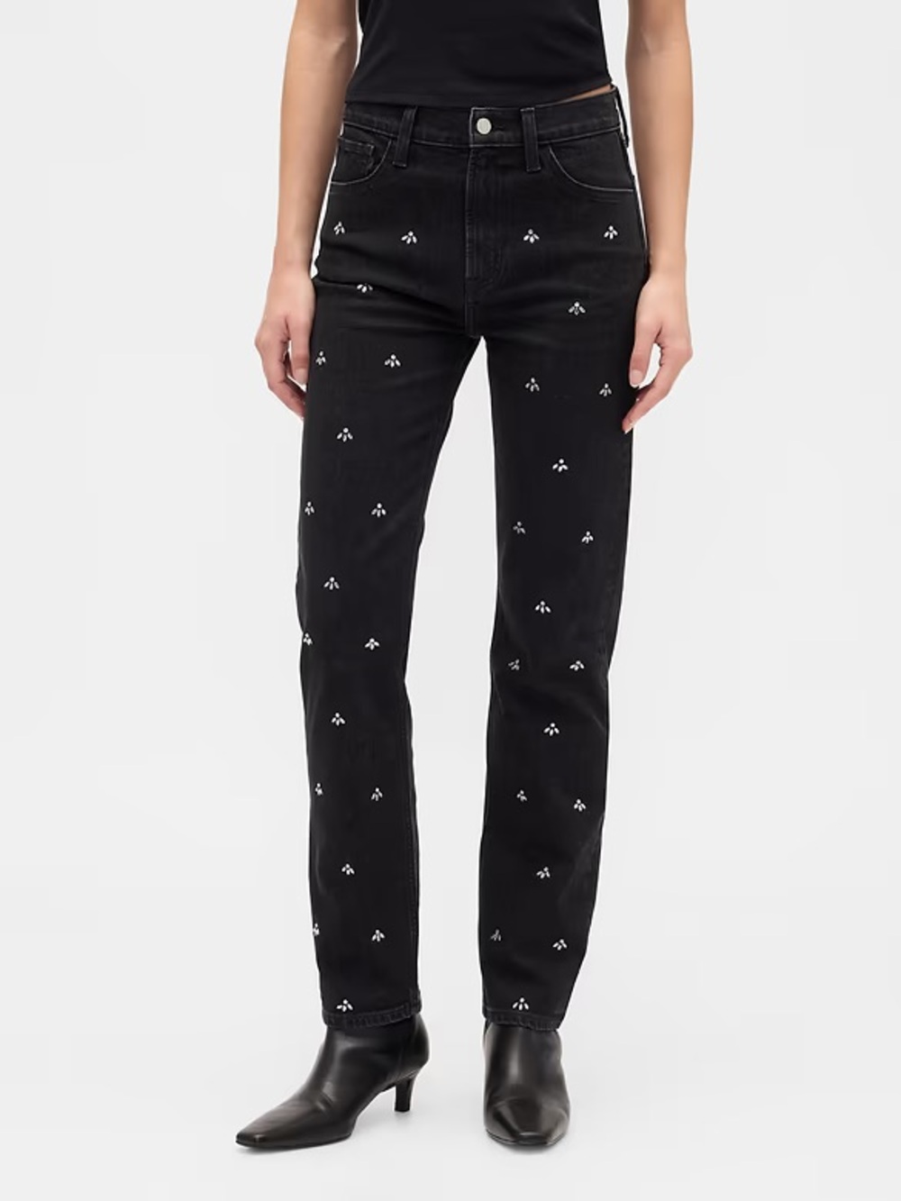 GAP high rise 90s slim straight embellished jeans